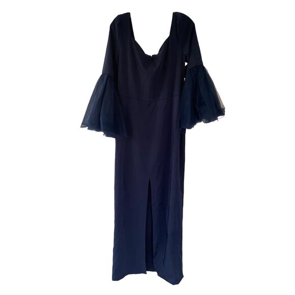 Mac Duggal 11233 Flounced Sleeve Square Neck Column Gown Plus - Picture 7 of 9